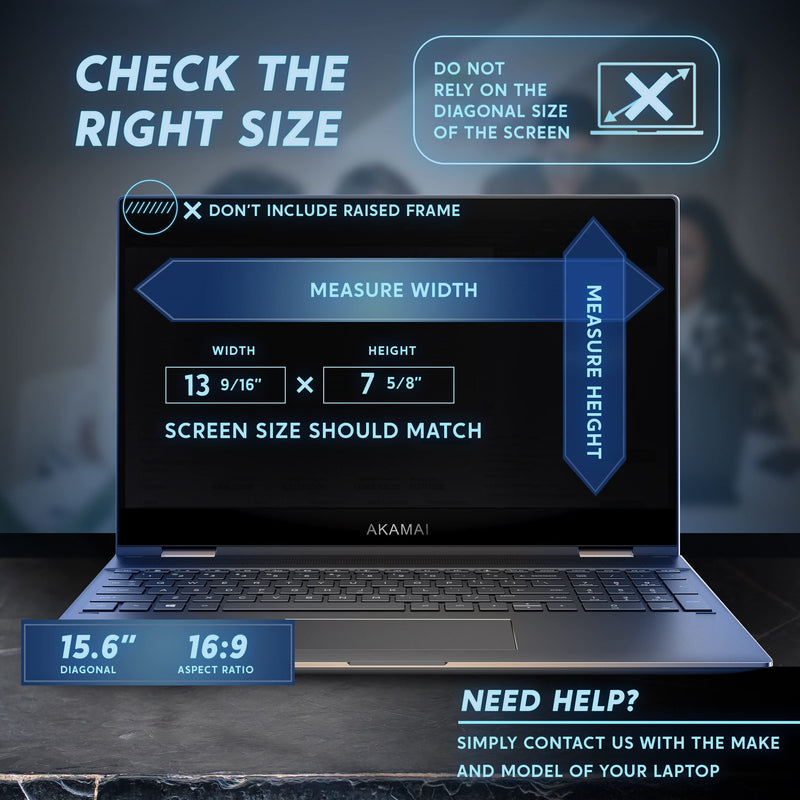 [Australia - AusPower] - Privacy Screen Laptop 15.6 Inch (16:9) - Laptop Screen Privacy Shield - Laptop Anti Glare Screen Protector - Blue Light Protection by Akamai 15.6 inch (Diagonal) (16:9) Black Privacy 