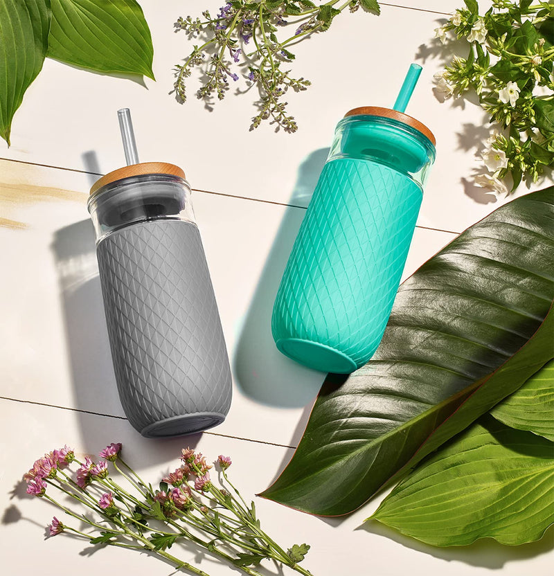 [Australia - AusPower] - Ello Devon Glass Tumbler with Silicone Sleeve Mint 