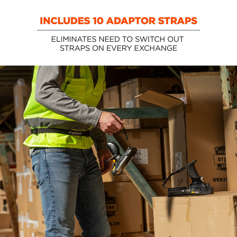 [Australia - AusPower] - Ergodyne Squids 3136 Barcode Scanner Adaptor Straps, Carrying Strap for Bar Code Scanners, 10- Pack, Black 