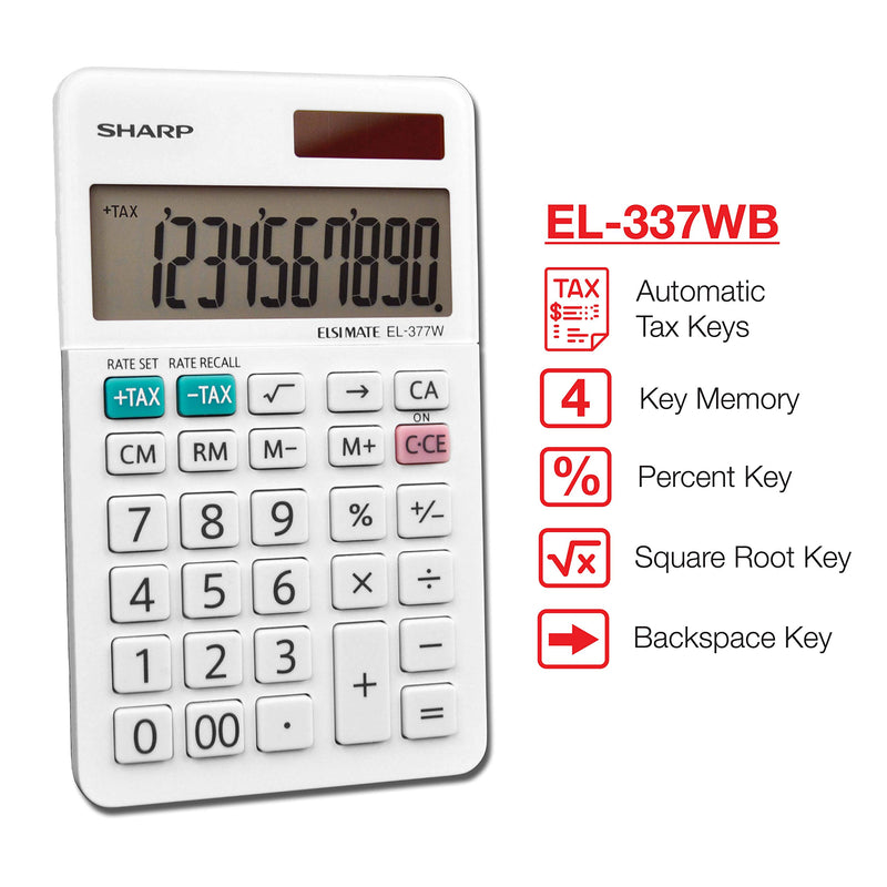 [Australia - AusPower] - Sharp EL-377WB Business Calculator, White 2.75 