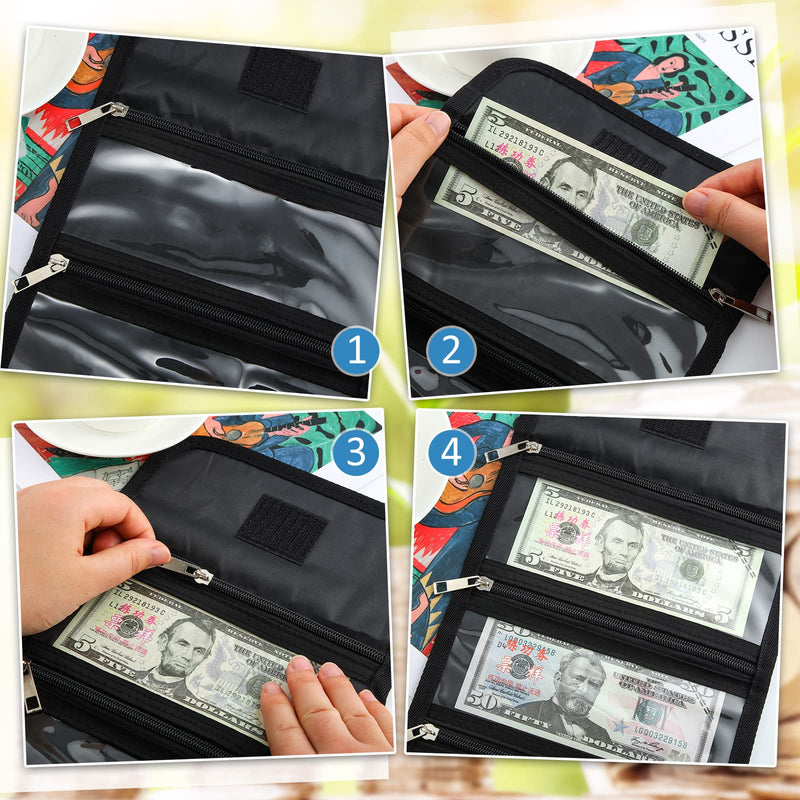 [Australia - AusPower] - Money Organizer Budget Wallet with 8 Zippered Slot Money Bag Receipt Holder Money Holder Small Travel Budgeting Pocket for Budgeting Cash, Storing Receipt (Black) Black 