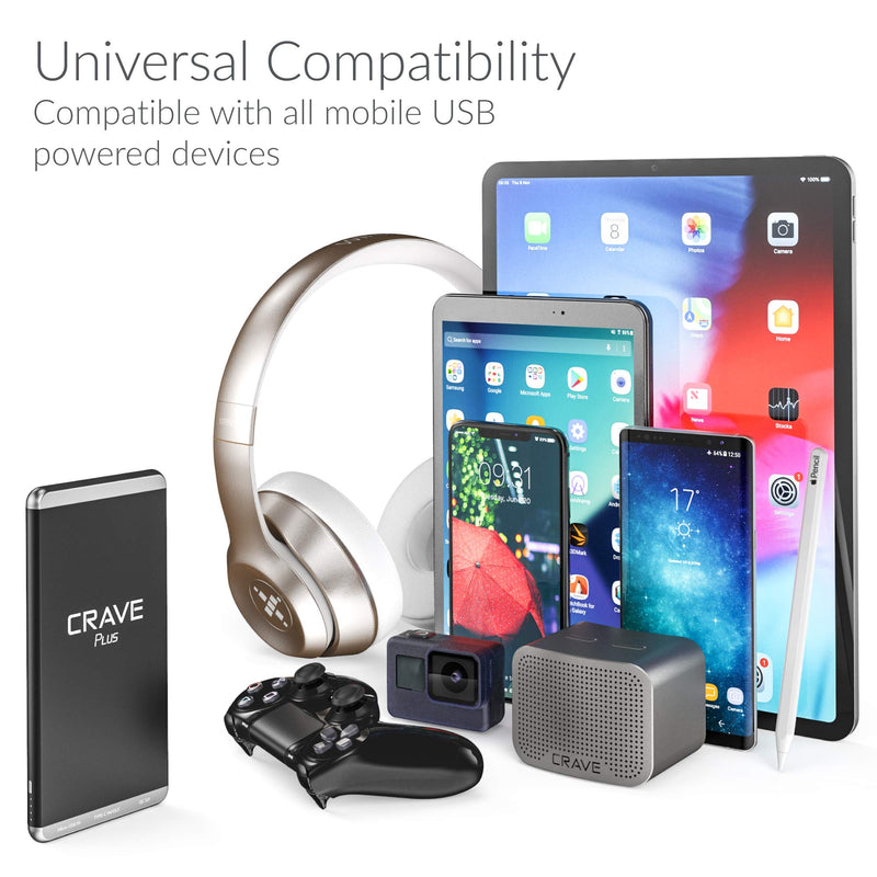 [Australia - AusPower] - Slim Power Bank, Crave Plus Aluminum Portable Charger with 10000 mAh [Quick Charge QC 3.0 USB + Type C] External Battery Pack for iPhone, iPad, Samsung and More. 10000mAh 