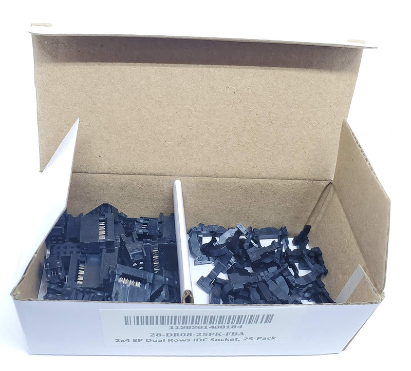 [Australia - AusPower] - Connectors Pro Pc Accessories 25-Pack 2X4 8 Pins 2.54mm 0.1" Ptich Dual Rows IDC Socket for Flat Ribbon Cable, 8P FC Connector 