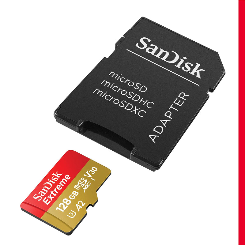 [Australia - AusPower] - SanDisk 128GB Extreme microSDXC UHS-I Memory Card with Adapter - Up to 160MB/s, C10, U3, V30, 4K, A2, Micro SD - SDSQXA1-128G-GN6MA Card Only 