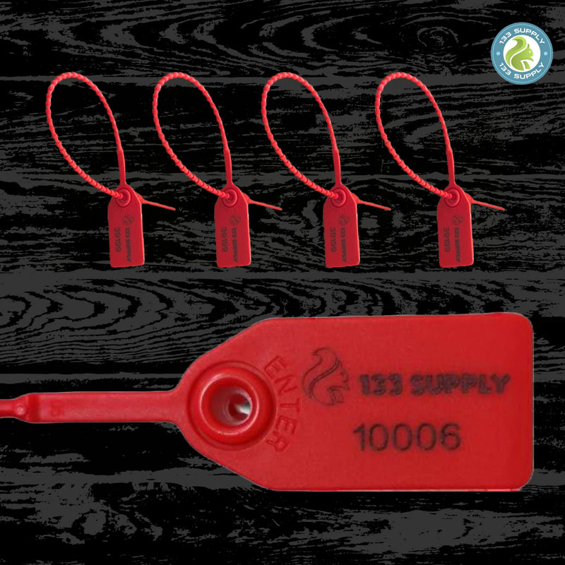 [Australia - AusPower] - 100 Pack Red Fire Extinguisher Tags, Pull-Tite Security Tags, Plastic Tamper Seals, Safety Seals for Fire Extinguishers, Disposable Numbered Self-Locking Tie, Security Ties, Tamper Ties, Truck Seals 100 