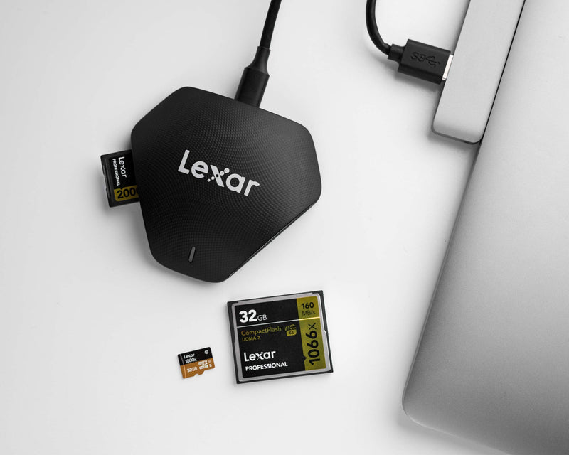 [Australia - AusPower] - Lexar Professional Multi-Card 3-in-1 USB 3.1 Reader, Supports SD, microSD and CF Cards (LRW500URBNA) 