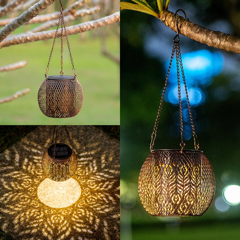 [Australia - AusPower] - LeiDrail Solar Lanterns Outdoor Upgraded Solar Lights for Outside Metal Christmas Decorative Hanging Solar Lantern Waterproof Solar Powered Lighting for Tree Yard Garden Patio 2 Pack 
