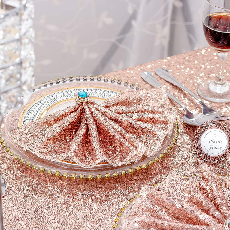 [Australia - AusPower] - Set of 12 Rose Gold Sequin Napkins, 30cm x 30cm Dinner Cloth Napkins, Glitter Table Napkins for Wedding Party Reception Events Kitchen Home Thanksgiving and Christmas Decoration 