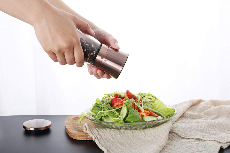 [Australia - AusPower] - Pepper Grinder or Salt Shaker for Professional Chef - Best Spice Mill with Brushed Stainless Steel, Special Mark, Ceramic Blades, and Adjustable Coarseness (Copper) Copper 