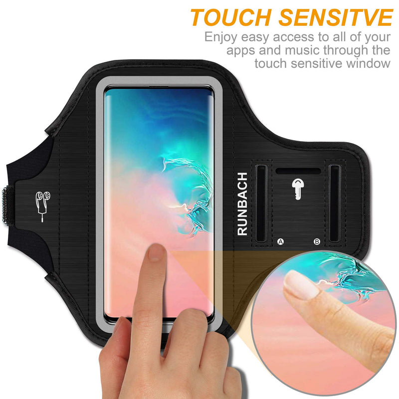 [Australia - AusPower] - Galaxy S22/S21/S20/S10/S9/S8 Armband,RUNBACH Sweatproof Running Exercise Gym Bag with Card Slot for Samsung Galaxy S22/S21/S20/S10/S9/S8(Black) Black 