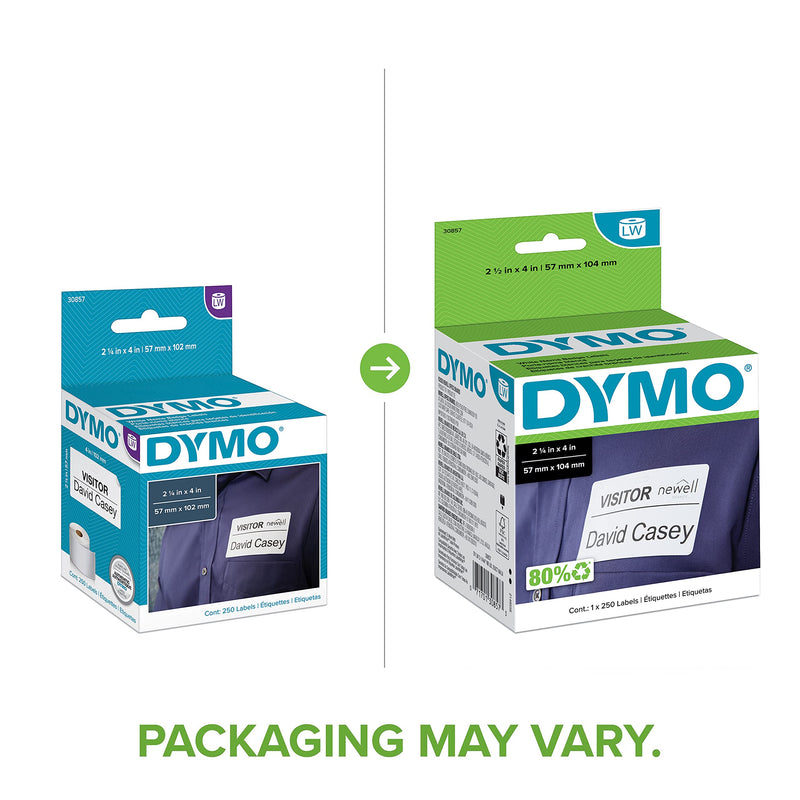 [Australia - AusPower] - DYMO Authentic LW Name Badge Labels | DYMO Labels for LabelWriter Printers (2-1/4" x 4"), 1 Roll of 250 250 labels 
