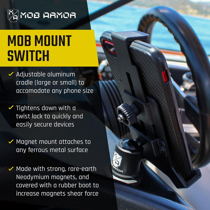 [Australia - AusPower] - Mob Armor Mount Switch - Magnetic Phone Mount for Car - Universal Cell Phone Holder for Cars, Truck, Jeep, ATV, UTV, & Other Vehicle - Compatible with iPhone & Android Cellphone - Small, Black 