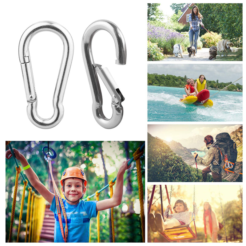 [Australia - AusPower] - BNYZWOT M4 5/32 inch Multifunctional Spring Snap Hook Quick Link Lock Ring Carabiner 40mm 304 Stainless Steel Set of 30 