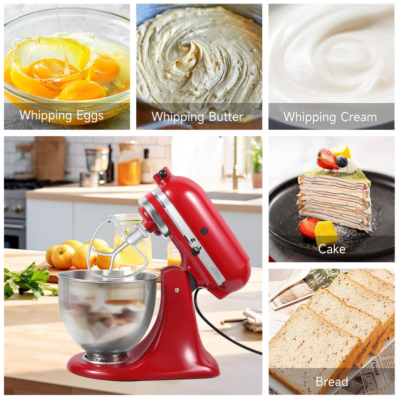 [Australia - AusPower] - Stainless Steel Flat Beater for Kitchen-aid Tilt-Head 4.5qt-5qt Stand Mixer Compatible for K45SS, KSM75, KSM90, KSM125 Paddle Attachment for Baking, Pasta Dough Mixing Accessory 