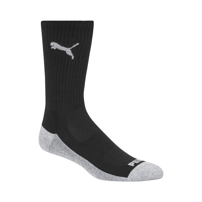 [Australia - AusPower] - PUMA mens 6 Pack Crew Socks, Black/Gray, 13-Oct US 