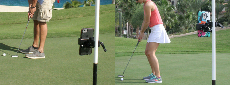 [Australia - AusPower] - Golf Gadgets - Record Your Putts on The Green from The Pin/Golf Flag Pole with This Universal Smartphone Mount. Compatible with Any Phone, or GoPro Hero 4. (Blue) Blue 