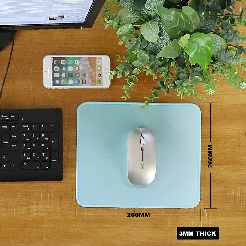 [Australia - AusPower] - Mouse Pad with Durable Stitched Edge, Small Computer Mousepad Desk Mat with Smooth Surface, Non Slip Rubber Base Mouse Pad for Laptop, Gaming, 10.2x8.3x0.12in, Light Blue Light Blue/Black Base 10.2*8.3*0.12inch/S 