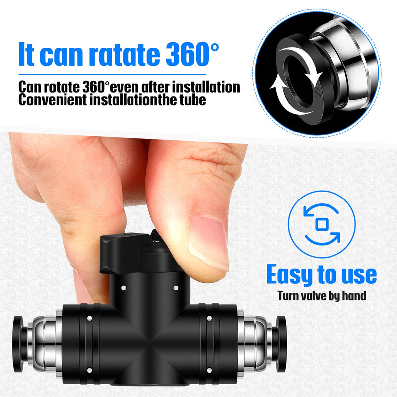 [Australia - AusPower] - 5 Pieces Pneumatic Ball Valve Push to Connect Fittings Ball Valve PVC Air Flow Control Valve Air Fittings Straight Quick Connect Union Air Quick Connect Air Hose Fittings (1/4" x 1/4" OD) 1/4" x 1/4" OD 