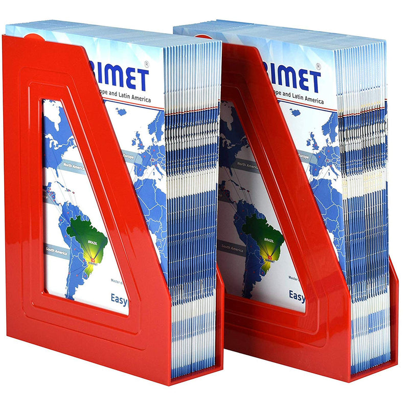 [Australia - AusPower] - Acrimet Magazine File Holder Rack Organizer (Plastic) (Solid Red Color) (2 Pack) 