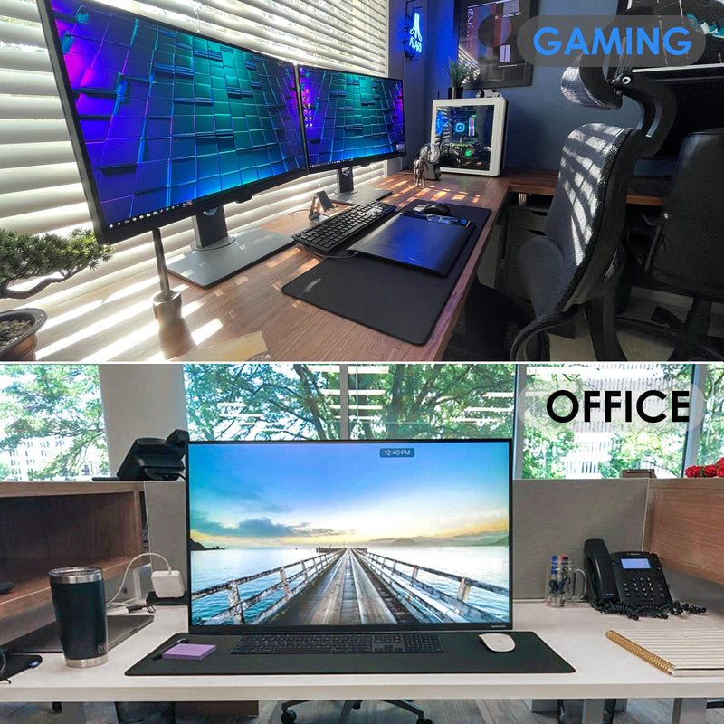 [Australia - AusPower] - KTRIO Large Gaming Mouse Pad with Stitched Edges, Extended Mousepad with Superior Micro-Weave Cloth, Non-Slip Base, Water Resist Keyboard Pad, Desk Mat for Gamer, Office & Home, 31.5 x 11.8 in, Black X-Large (31.5" x 11.8") Black Stealth 