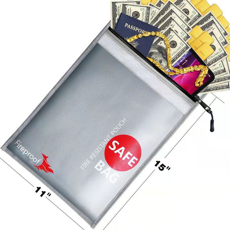 [Australia - AusPower] - COLCASE Fireproof Document Bag (2000 ℉ )15 x 11 Inches Silicone Coated Fireproof and Waterproof Money Bag Fireproof Safe Storage for Money , Documents , Jewelry and Passport 