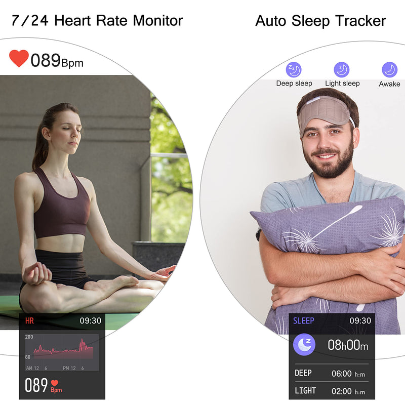 [Australia - AusPower] - Popglory Smart Watch, Smartwatch with Blood Pressure, Blood Oxygen Monitor, Fitness Tracker with Heart Rate Monitor, Full Touch Fitness Watch for Android & iOS for Men Women Purple 