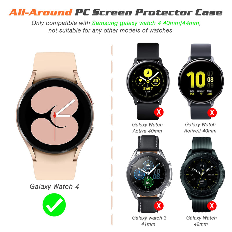 [Australia - AusPower] - HSWAI 2-Pack Compatible with Samsung Galaxy Watch 4 40mm /44mm Screen Protector Case, Full Around Protective Face Cover Soft Bumper Designed for Galaxy Watch 4 40mm /44mm galaxy watch 4 screen protector 40mm black/clear 