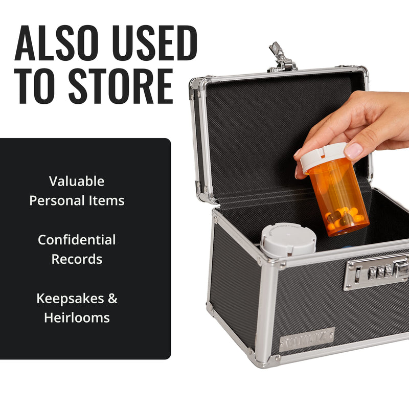 [Australia - AusPower] - Vaultz Medicine Lock Box w/ Combination Lock - 5 x 7 x 5" Cabinet Safe, Black 