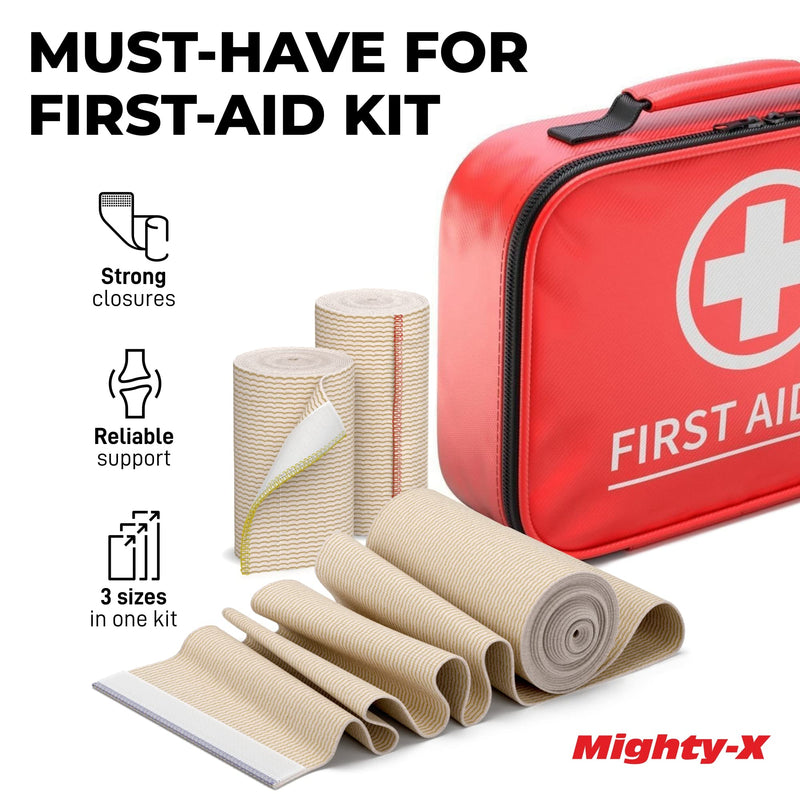 [Australia - AusPower] - Premium Elastic Bandage Wrap with Self-Closures - 6 pk (2x2”, 2x3", 2x4") - Compression Bandage Wrap Adhesive 6pk 