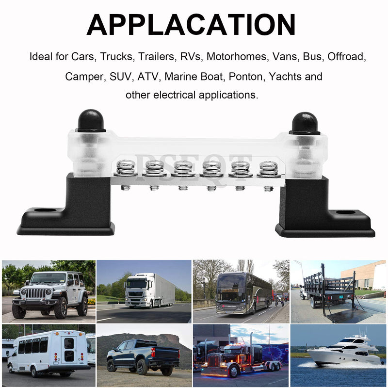 [Australia - AusPower] - PSEQT 6 Way Bus Bar Terminal Block with Cover & Connectors 150A Ground Power Distribution for Car Boat Trailer RV (1Pcs) 