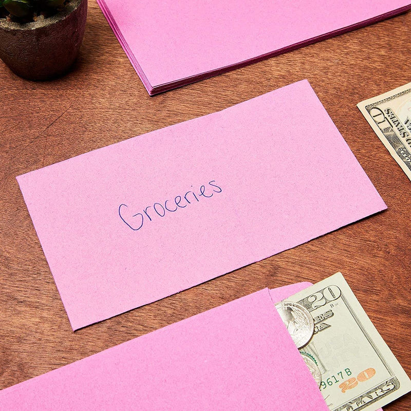 [Australia - AusPower] - Money Saving Envelopes for Cash, Pink Kraft Paper (3.5 x 6.5 In, 100 Pack) 