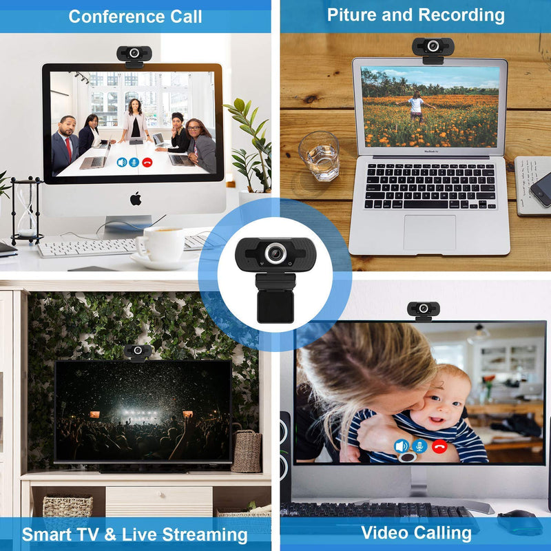 [Australia - AusPower] - Anivia 1080p HD Webcam W8, USB Desktop Laptop Camera, Mini Plug and Play Video Calling Computer Camera, Built-in Mic, Flexible Rotatable Clip 