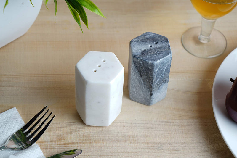 [Australia - AusPower] - GoCraft Salt and Pepper Shakers | HandCrafted White and Black Marble Salt and Pepper Shakers 