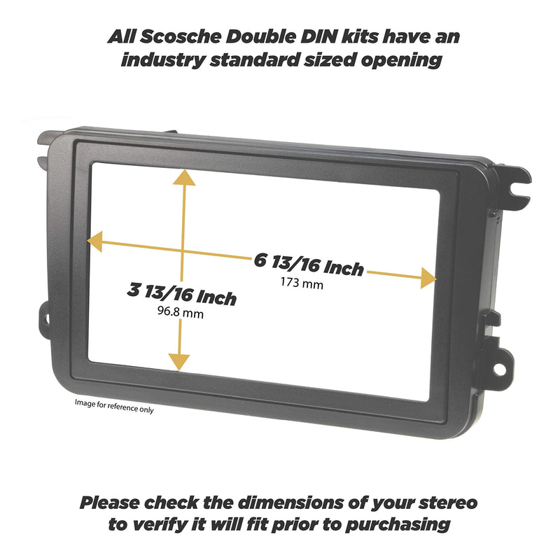 [Australia - AusPower] - Scosche HY1632B Compatible with 2013-16 Hyundai Santa Fe ISO Double DIN & DIN+Pocket Dash Kit, Non-Nav Models Black Standard Packaging 