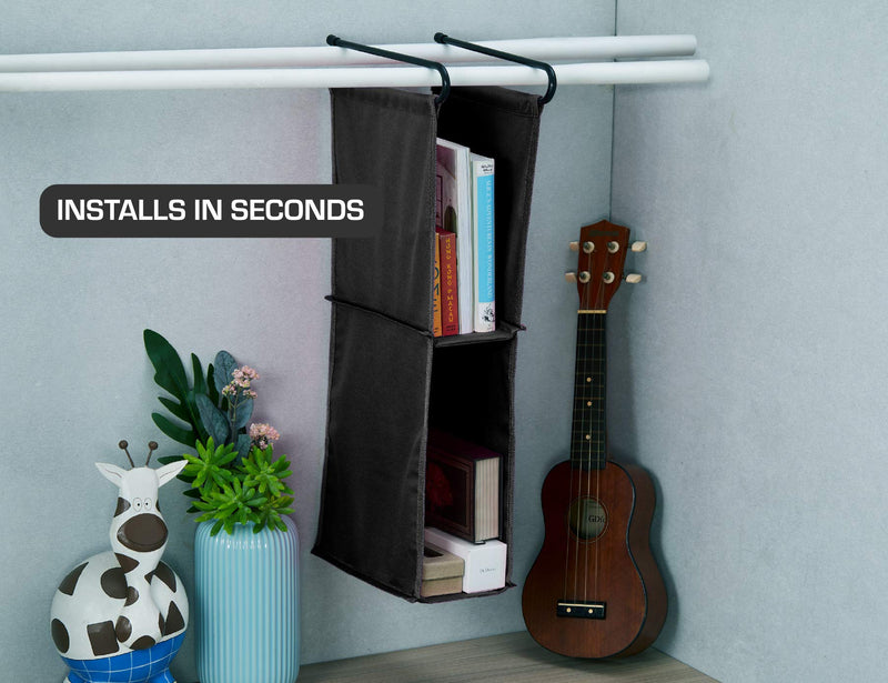 [Australia - AusPower] - Its Academic LockerMate Hanging Fabric Locker Shelf, Durable and Removable, Black 