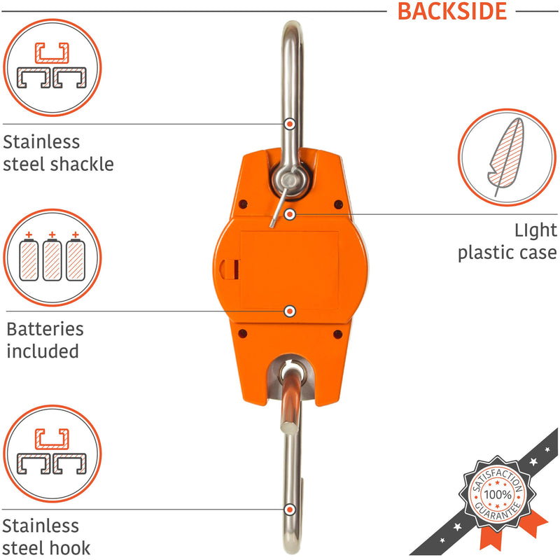 [Australia - AusPower] - Digital Hanging Scale 660Lb 300Kg for Fishing, Hunting, Travel, Luggage, Farm, Heavy Weight with Accurate Sensor - Digital, Crane, Lightweight Case - Hoyer Lift Compatible - Great for weighing suitcase, animals, heavy duty items, game - Gift for dad 