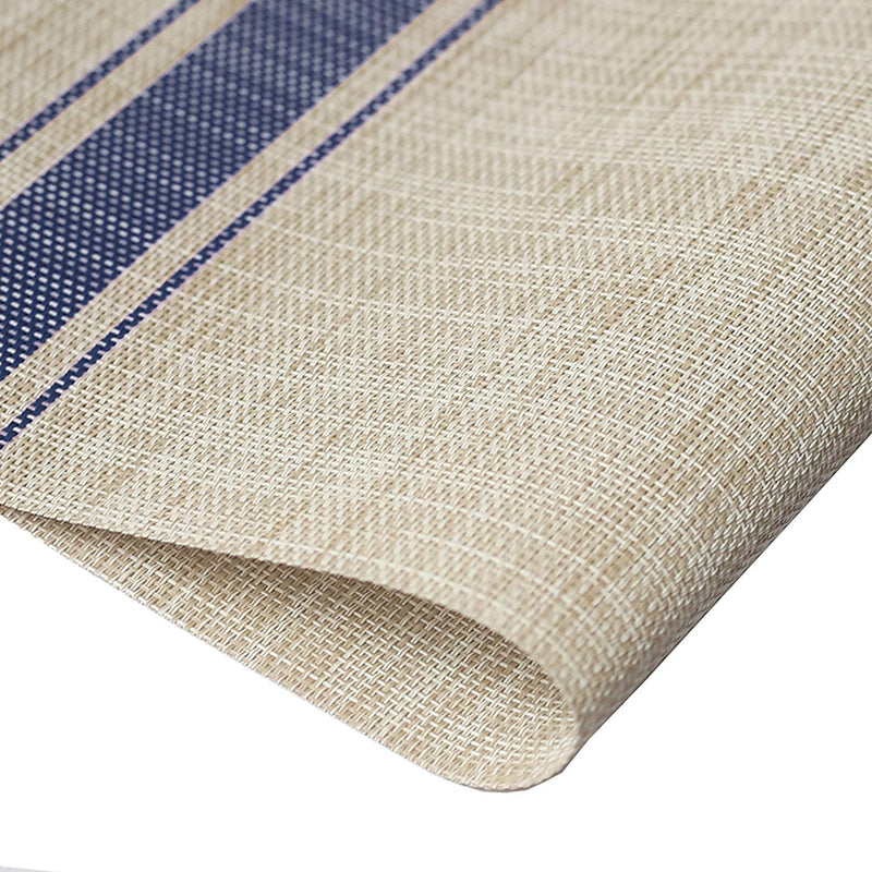 [Australia - AusPower] - DACHUI Placemats, Heat-Resistant Placemats Stain Resistant Anti-Skid Washable PVC Table Mats Woven Vinyl Placemats, Set of 6 (Blue) Blue 6PCS 