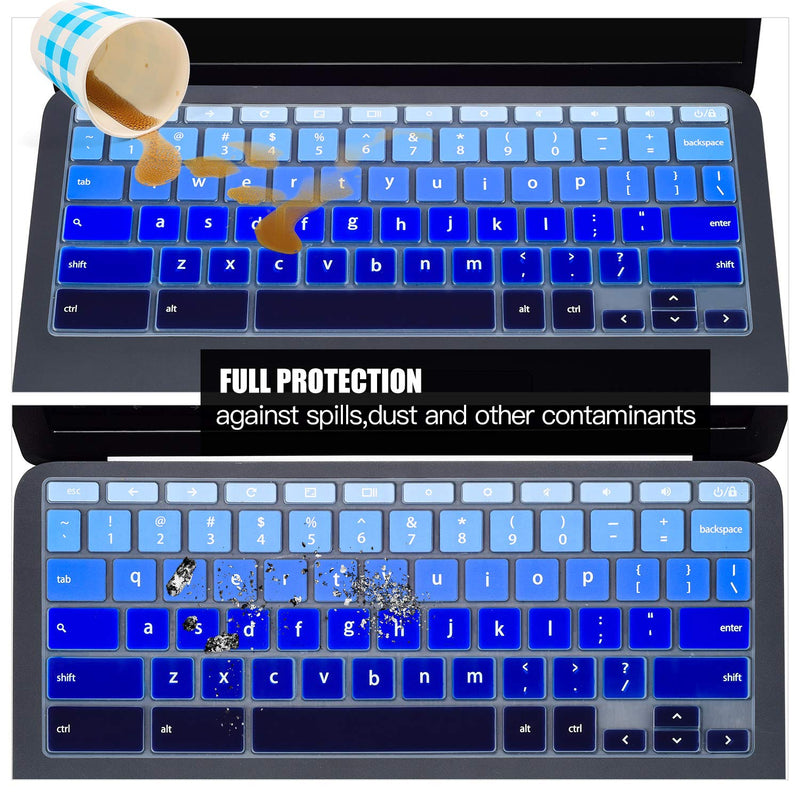 [Australia - AusPower] - Keyboard Cover for HP Chromebook 11A G8 11.6",2020 HP Chromebook 11 11a-na0010nr/21nr/30nr/40nr/50nr/60nr,HP Chromebook X360 12b-ca0010nr,HP Chromebook x360 11 G3 EE Laptop Protective Accessories Ombre Blue6S 