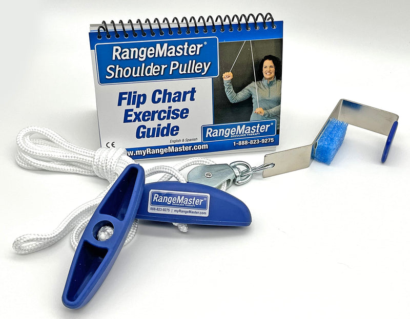 [Australia - AusPower] - RangeMaster Molded Rubber Handle Shoulder Pulley │ Physical Therapy Tool │ Aids in Recovery and Rehabilitation │ Increases Mobility │ Metal Bracket Door Attachment 