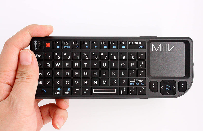 [Australia - AusPower] - Miritz 2.4G Wireless Mini Keyboard and Mouse Touchpad Remote Control with Laser Pointer ,for Windows/Android/Google/Smart TV/HTPC/IPTV/Mac OS/Linux Black 