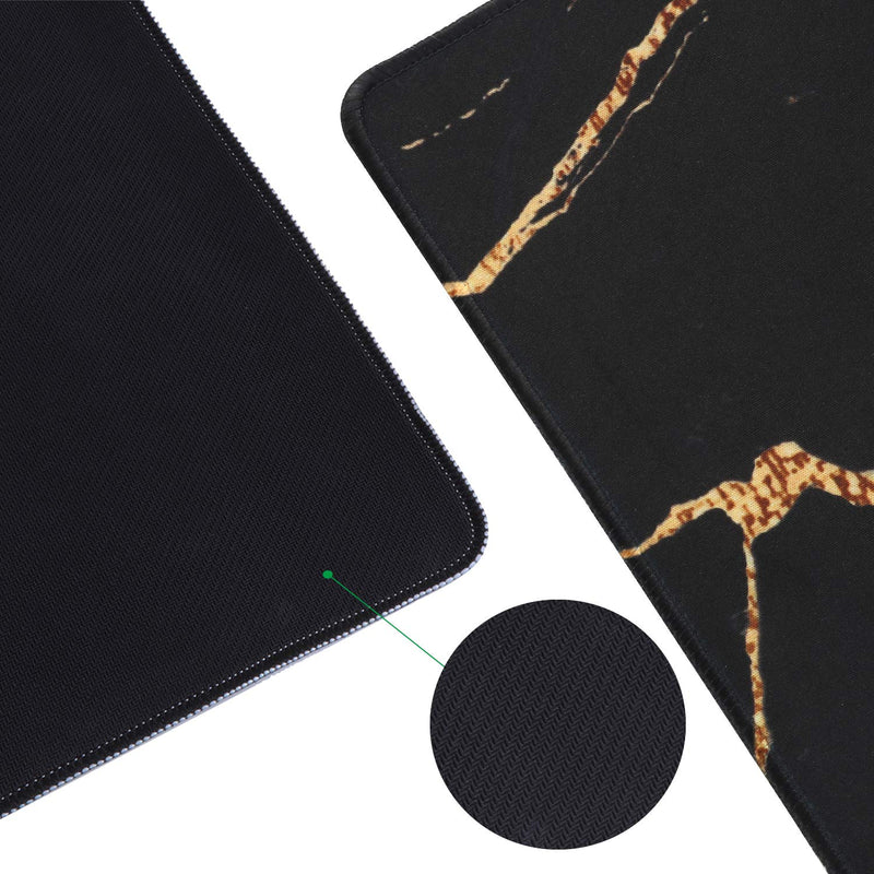 [Australia - AusPower] - iLeadon Extended Gaming Mouse Pad - Non-Slip Water-Resistant Rubber Base Computer Keyboard Mouse Mat, Desk Pad 35.1 x 15.75-inch 2.5mm Thick XX-Large, Ideal Partner for Work & Game,Black Gold 3-Black Gold 