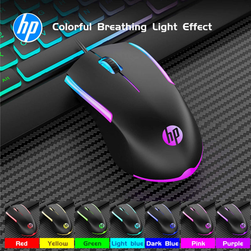 [Australia - AusPower] - HP Wired RGB Gaming Mouse High Performance Mouse with Optical Sensor, 3 Buttons, 7 Color LED for Computer Notebook Laptop Office PC Home 