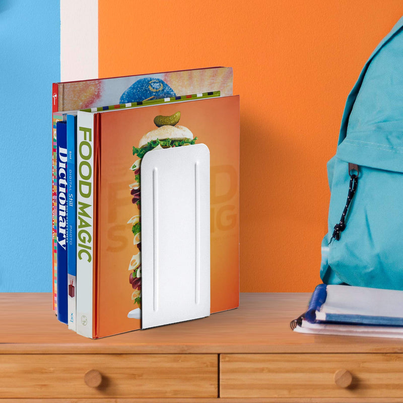 [Australia - AusPower] - Acrimet Jumbo Premium Metal Bookends 9" (Heavy Duty) (White Color) (1 Pair) 