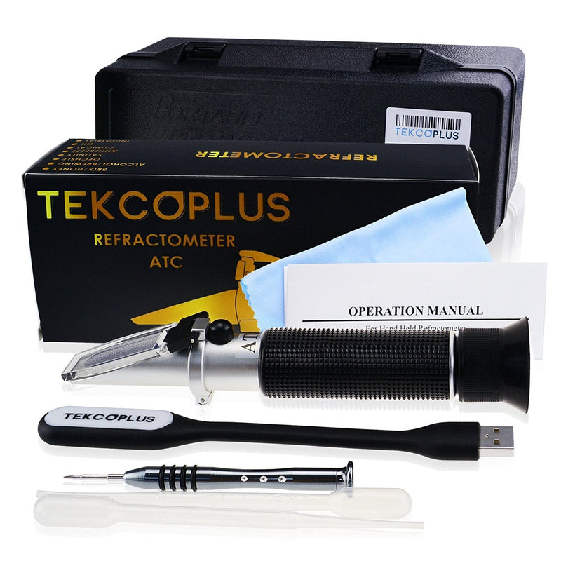 [Australia - AusPower] - Optics Alcohol Refractometer 0-80% Volume Percent ATC for Alcohol Liquor Production Spirit Alcohol Measurement Ethanol with Water Distilled Beverages Winemakers with Extra LED Light & pipettes 