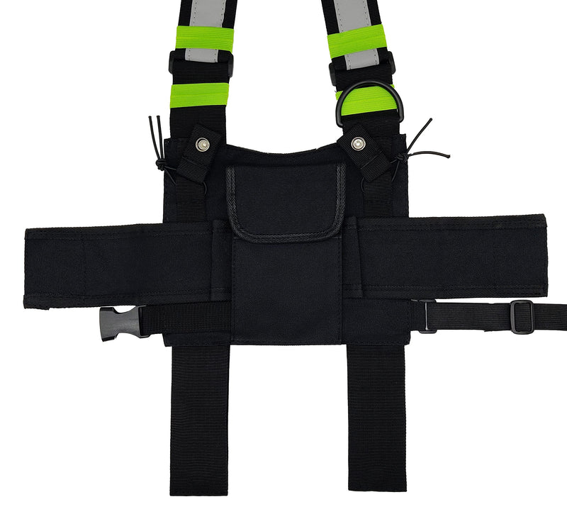 [Australia - AusPower] - Silfrae Radio Chest Harness Tactical Chest Bag Chest Front Pack for Two Way Radio Walkie Talkie (Reflective-Black) Reflective-Black 