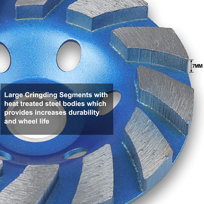 [Australia - AusPower] - SUNJOYCO 4" Concrete Grinding Wheel, 12-Segment Heavy Duty Turbo Row Diamond Cup Grinding Wheel Angle Grinder Disc for Granite Stone Marble Masonry Concrete Blue 4 inch 