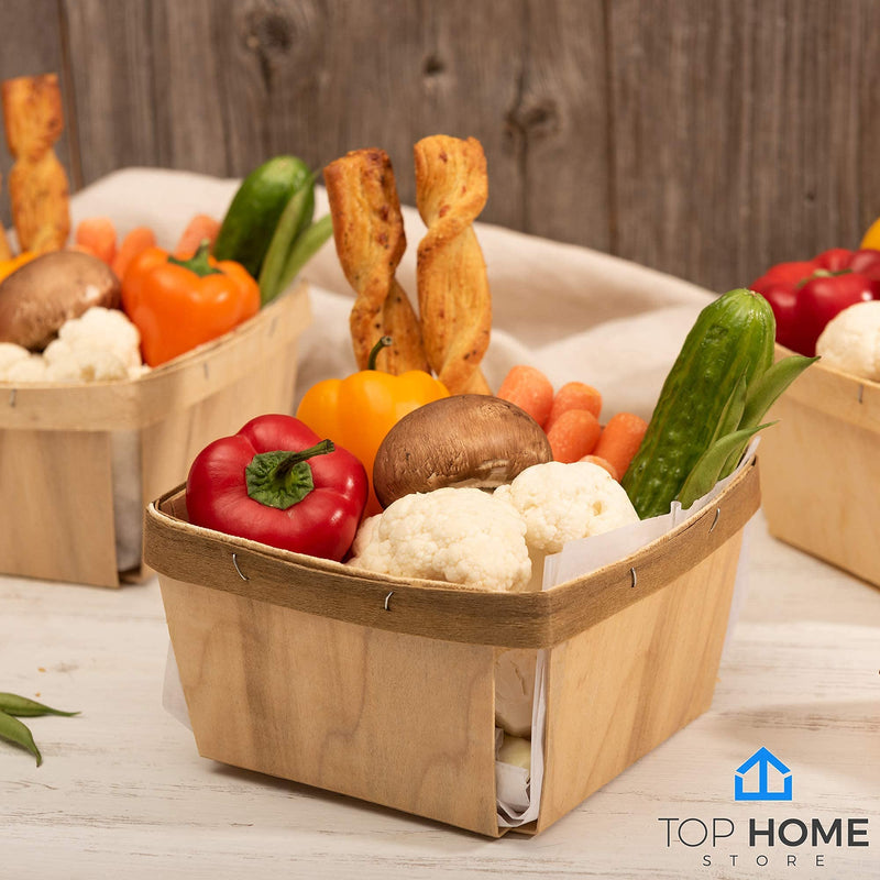 [Australia - AusPower] - One Quart Wooden Gift Baskets (10 Pack); for Picking Fruit or Arts, Crafts and Decor; 5.75” Square Vented Wood Boxes 10 