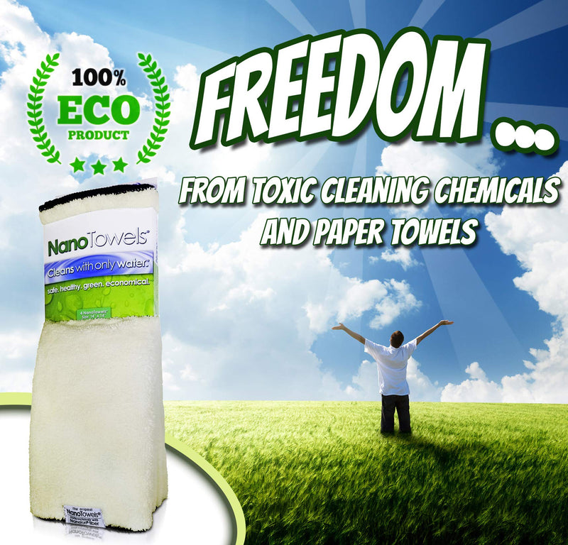 [Australia - AusPower] - Nano Towels Cleaning Cloths - Premium Nanolon Fiber Cleans With Only Water. Wipes Away Dust Spills & Grime Instantly Without Chemicals, Paper Or Fish Scale Microfiber Supplies. 14x14” 4-Pack Vanilla 