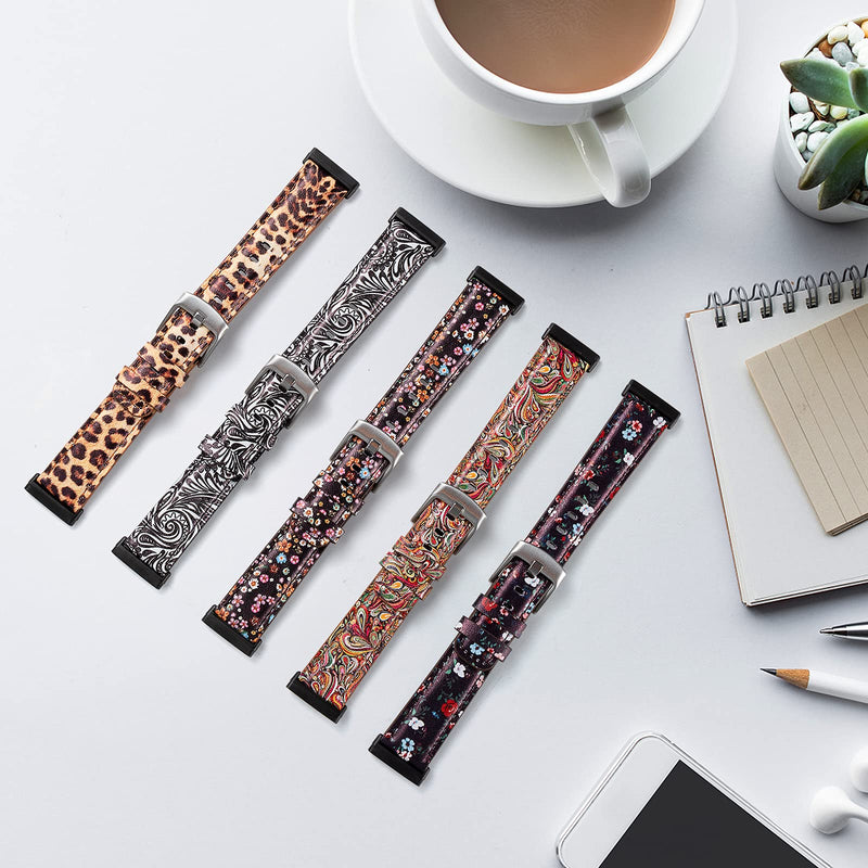 [Australia - AusPower] - IMPAWFAN Leather Bands Compatible with Fitbit Sense/ Fitbit Versa 3, Soft Replacement Band for Women and Men, Wristband Strap Accessories for Versa 3/ Versa Sense Smartwatch-Pattern 03 Rainbow paisley 