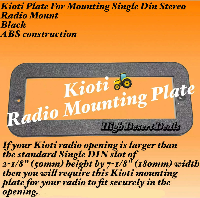 [Australia - AusPower] - Generic Kioti Radio Mounting Plate for Mounting Single Din Stereo Radio Mount Black Trim Bezel 